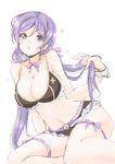  adapted_costume breasts cleavage frapowa green_eyes heart large_breasts long_hair looking_at_viewer love_live! love_live!_school_idol_project no_brand_girls purple_hair simple_background solo toujou_nozomi white_background 