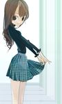  1girl amiami brown_hair female long_hair original plaid skirt solo standing 