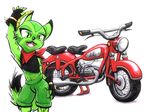  2016 anthro carol_tea clothed clothing feline female freedom_planet fur green_fur mammal midriff motorcycle navel oddwarg scarf simple_background solo video_games white_background wildcat 