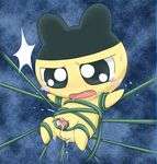  black_eyes blue_background blush crying cum cute drooling forced male mametchi penis saliva simple_background tamagotchi tears trapped unknown_artist vines 