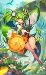  :d alternate_hair_color animal antlers bell day deer dragon flower foreshortening full_body green_hair hair_flower hair_ornament han-0v0 highres horns jingle_bell league_of_legends log long_hair looking_at_viewer lulu_(league_of_legends) open_mouth original outdoors pointy_ears smile solo teeth twintails watermark web_address wings yellow_eyes 