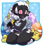  anthro avian bird caprine chicken clothed clothing female feral kneeling lovelesskiax mammal open_mouth sheep smile thick_thighs young 