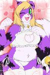  anthro bra clothing collar feline female keyhole_bra lingerie looking_at_viewer lovelesskiax mammal open_mouth overweight panties smile solo thick_thighs underwear 