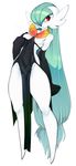  absurdly_long_hair alternate_hair_length alternate_hairstyle bare_shoulders barefoot black_hair breasts dress elbow_gloves full_body gardevoir gen_3_pokemon gloves green_hair highres humanization impossible_clothes impossible_dress long_hair low-tied_long_hair mega_pokemon no_feet no_humans no_nipples pokemon pokemon_(creature) red_eyes side_slit slugbox small_breasts solo standing thick_thighs thighs very_long_hair white_skin 