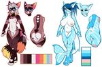  anthro areola big_breasts breasts duo feline female fish looking_at_viewer lovelesskiax mammal marine model_sheet multiple_images nipples nude pussy shark smile teeth wide_hips 