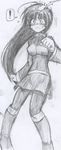  ! 1girl artist_request bodysuit breasts female gym_leader long_hair monochrome natsume_(pokemon) pokemon pokemon_(game) pokemon_frlg pokemon_rgby skirt solo 