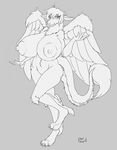  big_breasts breasts caprine dragon feathers female fur goat huge_breasts huge_nipples hyper hyper_breasts mammal nude sketch thick_thighs vant_talon wings 