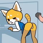  aggressive_retsuko anthro anus blush bottomless butt clothed clothing computer disembodied_penis faceless_male female filthypally male mammal one_eye_closed penis presenting presenting_hindquarters pussy red_panda retsuko sanrio solo_focus sweat sweatdrop 