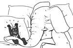  after_sex anthro badger bed black_and_white blush censored cheer disney duo elephant female fur gudguymaybe male mammal monochrome mustelid nude zootopia 