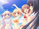  beach bikini flyable_heart inaba_yui minase_sakurako shirasagi_mayuri sumeragi_amane swimsuit 
