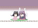  animal_ears bunny_ears eating food inaba_tewi multiple_girls pocky reisen_udongein_inaba sen_(astronomy) third-party_edit touhou wallpaper 