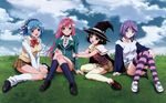  akashiya_moka blue_hair brown_hair kurono_kurumu long_hair pink_hair purple_hair rosario+vampire sendo_yukari shirayuki_mizore 