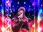  colorful hands highres kuroba_u long_hair megurine_luka microphone outstretched_arm outstretched_hand reaching solo vocaloid 