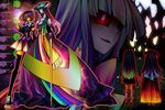  bad_id bad_pixiv_id bangs blunt_bangs colorful crossover demon_girl featherine_augustus_aurora frederica_bernkastel furude_rika glowing glowing_eyes hanyuu higurashi_no_naku_koro_ni hime_cut holding_hands horns long_hair multiple_girls ninomae skirt thighhighs umineko_no_naku_koro_ni ushiromiya_ange 