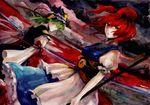  bad_id bad_pixiv_id flower multiple_girls nayuko onozuka_komachi shiki_eiki spider_lily touhou traditional_media watercolor_(medium) 