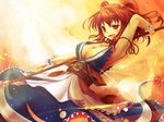  armpits breasts cleavage large_breasts onozuka_komachi red_eyes red_hair scarlet_(studioscr) solo touhou two_side_up wallpaper 