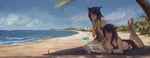  animal_ears bikini black_hair blue_eyes brown_hair catgirl headphones long_hair photoshop short_hair swimsuit warmhouse 