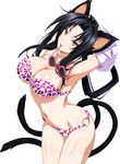  1girl armpits black_hair breasts cleavage high_school_dxd kuroka large_breasts long_hair navel solo underboob yellow_eyes 