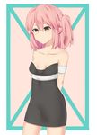  armband black_dress breasts brown_eyes closed_mouth collarbone dress expressionless highres one_side_up original pink_hair small_breasts solo tian_zhao_tian_dou 