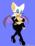  anthro areola bat big_breasts breasts cleavage clothed clothing female hi_res huge_breasts looking_at_viewer mammal nipple_slip ravnic rouge_the_bat smile solo sonic_(series) soulteam wide_hips wings 