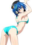  1girl ass back blue_hair bra breasts high_school_dxd large_breasts panties short_hair solo standing xenovia_(high_school_dxd) yellow_eyes 