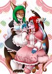  anthro beverage clothed clothing dragon duo female horn lagomorph lovelesskiax maid_uniform mammal rabbit smile tea uniform wings 