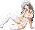  1girl bra breasts grayfia_lucifuge grey_eyes grey_hair high_school_dxd large_breasts milf panties solo 