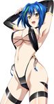  1girl armpits black_panties blue_hair breasts erect_nipples high_school_dxd large_breasts navel short_hair smile solo standing underboob xenovia_(high_school_dxd) yellow_eyes 