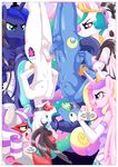  anthro balls bbmbbf bdsm blue_eyes bondage bound comic crown cutie_mark dialogue english_text equine erection female friendship_is_magic gag group hair horn male male/female mammal mask multicolored_hair my_little_pony night_light_(mlp) pegasus penis princess_cadance_(mlp) princess_celestia_(mlp) princess_luna_(mlp) purple_eyes restrained shining_armor_(mlp) text twilight_velvet_(mlp) unicorn upside_down whip winged_unicorn wings 