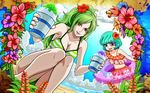  artist_request beach bikini breasts cleavage clouds green_hair ice_cream jpeg_artifacts looking_at_viewer monet_(one_piece) ocean one_piece source_request sugar_(one_piece) tagme 