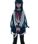  bad_id bad_pixiv_id blue_eyes blue_hair crying danganronpa danganronpa_1 hair_ornament knife long_hair maizono_sayaka okuragon school_uniform solo very_long_hair 