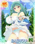 1girl bashou_(senran_kagura) breasts green_hair large_breasts panties purple_eyes senran_kagura solo standing 