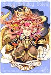  artist_name dated fire_emblem fire_emblem_if flower hairband happy_birthday hotate_rayan long_hair orange_eyes petals pink_hair soleil_(fire_emblem_if) solo upper_body 