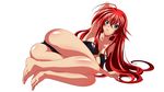  absurdres ahoge armpits artist_request ass barefoot blue_eyes blush breasts extraction full_body high_school_dxd highres large_breasts long_hair looking_at_viewer o-ring o-ring_bikini red_hair rias_gremory simple_background solo white_background 