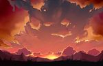  cloudy_sky commentary_request grass jajao mountain no_humans scenery sky sunset 