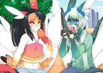  anthro clothed clothing dessert duo eeray female food horn ice_cream lovelesskiax male outside sitting smile wings 