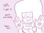  alien cartoon_network clothing dialogue english_text female garnet_(steven_universe) gem gem_(species) not_furry simple_background steven_universe text unknown_artist 