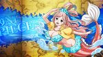  bikini blue_eyes breasts cleavage large_breasts long_hair mermaid one_piece pink_hair shirahoshi tagme 