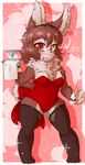  alcohol anthro beverage clothed clothing cocktail female lagomorph legwear looking_at_viewer lovelesskiax mammal open_mouth rabbit solo thigh_highs 