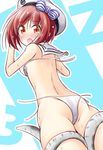  ass beret bikini blush brown_eyes brown_hair enemy_naval_mine_(kantai_collection) flat_ass hat ichimi kantai_collection open_mouth sailor_bikini sailor_collar shinkaisei-kan short_hair swimsuit tentacles untied untied_bikini white_bikini_bottom white_hat z3_max_schultz_(kantai_collection) 