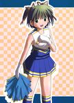  1girl bare_shoulders blue_skirt female g_yukishiro hair_ornament looking_at_viewer miniskirt original petite pleated_skirt short_twintails skirt sleeveless smile solo standing twintails uniform upper_body 