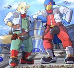  arwing avian bird building canine city clothing falco_lombardi fox fox_mccloud macro male mammal mayar nintendo star_fox video_games 