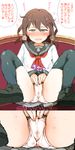  bangs blush breath brown_eyes brown_hair cameltoe can comic couch covered_clitoris crotch_seam fang fingering gomennasai hair_between_eyes hair_ornament hairclip heartbeat highres ikazuchi_(kantai_collection) implied_masturbation kantai_collection legs_up looking_at_viewer masturbation neckerchief nose_blush open_mouth panties pantyshot pantyshot_(sitting) pleated_skirt pussy_juice_stain school_uniform serafuku short_hair sitting skirt skirt_lift smile solo spread_legs sweat thighhighs translated underwear upskirt wet wet_clothes wet_panties white_panties 