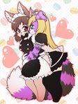  &lt;3 anthro clothed clothing duo feline female fur hair hug lagomorph lovelesskiax maid_uniform mammal rabbit smile striped_tail stripes uniform 
