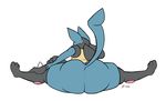  ambiguous_gender big_butt butt digitalpelican huge_butt lucario nintendo pok&eacute;mon sirphilliam solo stretching video_games wide_hips 