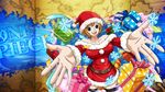  christmas koala_(one_piece) looking_at_viewer one_piece present smile snow_flakes spread_arms tagme 