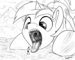  2016 clothed clothing cutie_mark duo equine eyelashes female feral friendship_is_magic hair horn human imminent_vore lyra_heartstrings_(mlp) macro mammal monochrome mountain my_little_pony open_mouth outside ponythroat teeth tongue tongue_out unicorn vore 