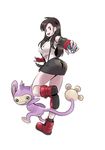  aipom ambiguous_gender armpits big_breasts blue_eyes breasts brown_eyes brown_hair butt clothed clothing crossover duo female feral final_fantasy final_fantasy_vii hair human looking_back mammal nintendo pok&eacute;ball pok&eacute;mon pok&eacute;mon_trainer renx skimpy square_enix tifa_lockhart tight_clothing video_games 