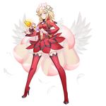  blue_eyes boots character_request feathers full_body high_heel_boots high_heels holding million_arthur_(series) nagi_ryou red_footwear red_legwear solo thigh_boots thighhighs transparent_background wand wings zettai_ryouiki 