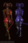  &lt;30_second_webm 3d_(artwork) animated armor butt demon digital_media_(artwork) duo ezria female gem glowing green_sclera jessica_anner no_sound purple_scales red_scales scales sibling sisters succubus twins unconvincing_armor walk_cycle xelthia yellow_sclera 